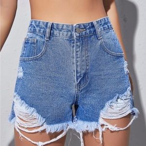 Shein high waisted destroyed shorts